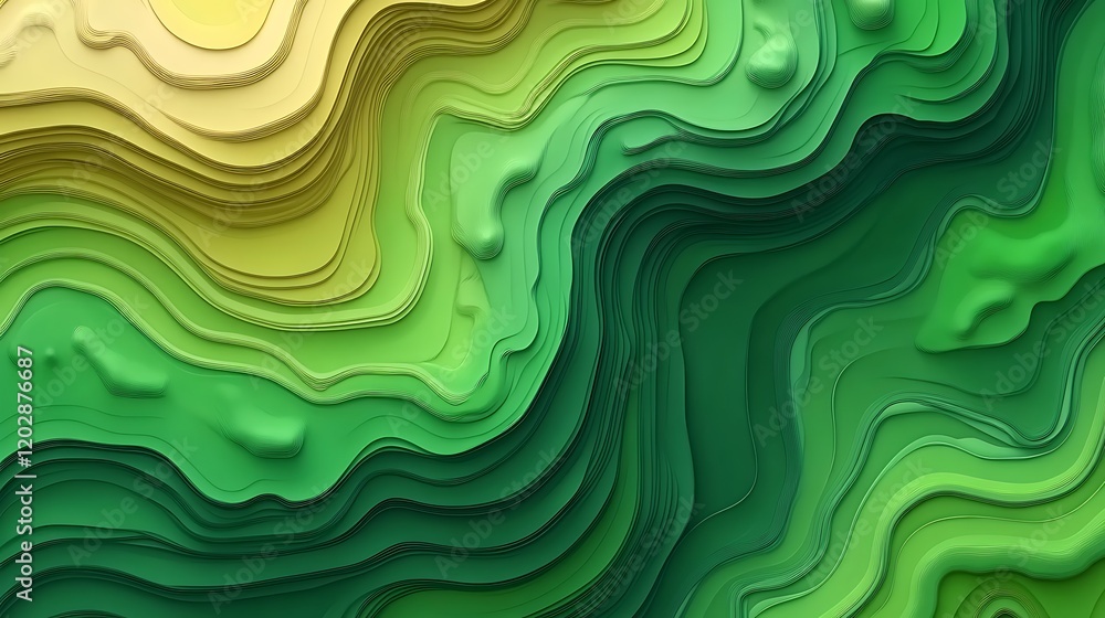 Abstract Green Layered Wavy Landscape Design Abstract Green Layered Wavy Landscape Design