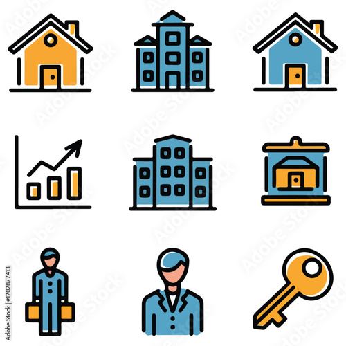 Real estate editable stroke outline icons set isolated on white background flat vector illustration. Pixel perfect