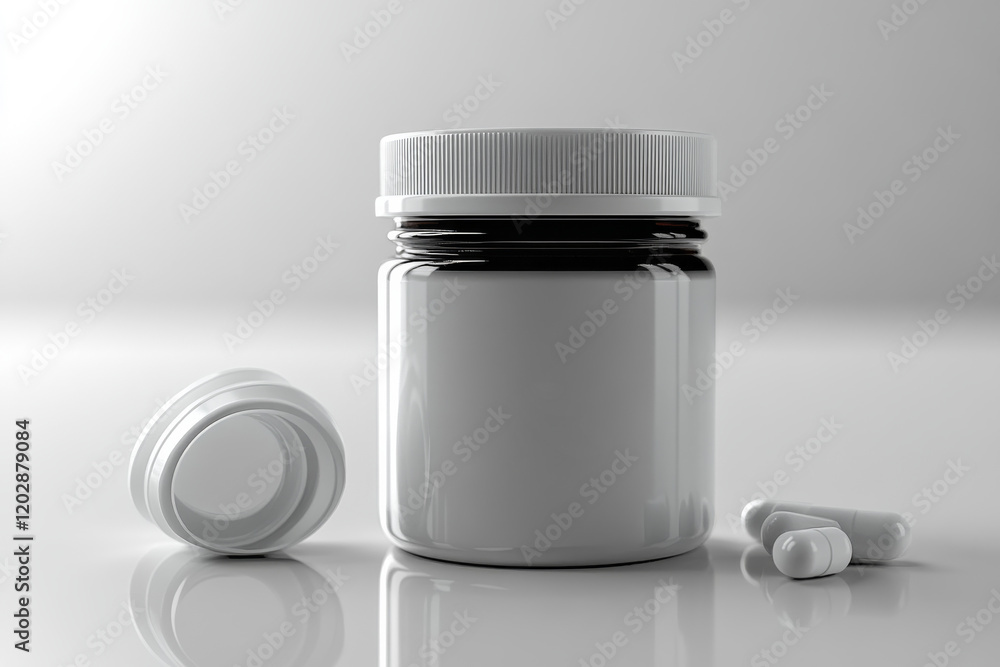 Sleek and Minimalistic White Capsule Jar with Secure Screw Cap - Ideal for Storing Supplements and Medication Sleek and Minimalistic White Capsule Jar with Secure Screw Cap - Ideal for Storing Supplements and Medication