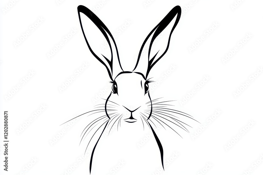 Obraz premium Minimalist Black Line Art of a Rabbit Icon