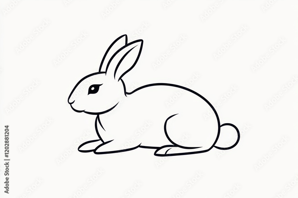 Minimalist Icon of a Rabbit with Tall Ears Minimalist Icon of a Rabbit with Tall Ears