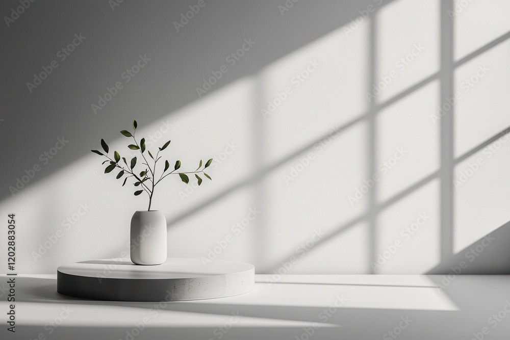 Minimal style action potted plant on empty 3d background Minimal style action potted plant on empty 3d background