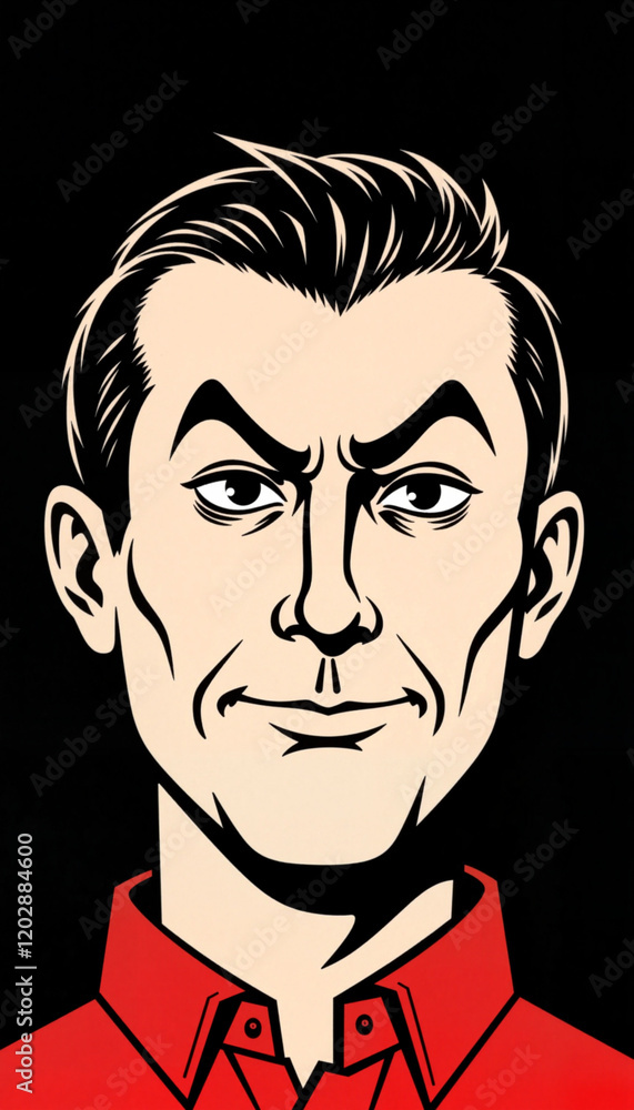 Stylized man smiling confidently against black background Stylized man smiling confidently against black background