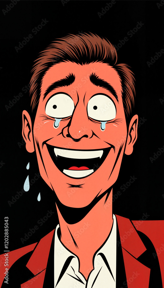Cartoon character expressing joy with tears of happiness Cartoon character expressing joy with tears of happiness