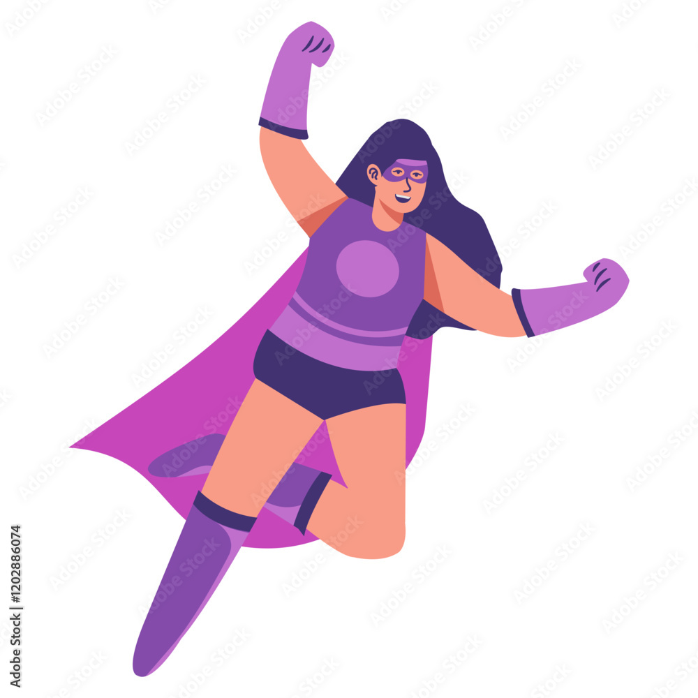 Fototapeta premium Female Superhero Character in Cartoon Design Concept. Vector Illustration