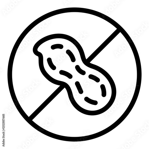 Nut free icon. Vector line icon