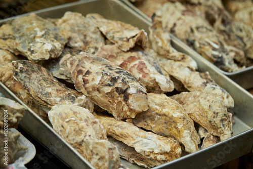 Fresh oysters at the traditional market