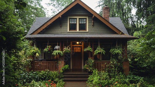 Charming Cottage with Porch and Hanging Plants