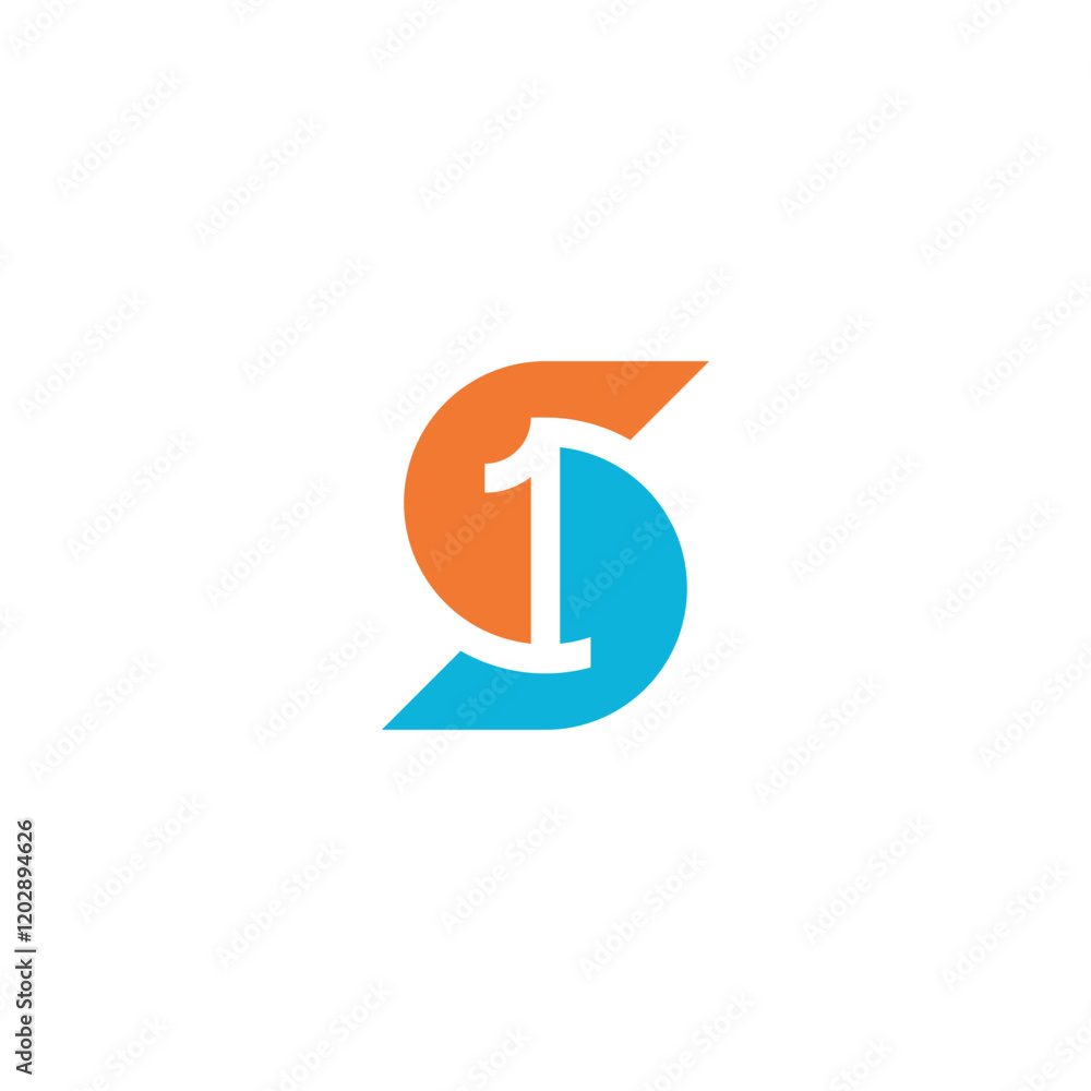 letter initials 1S S1 curve logo design letter initials 1S S1 curve logo design