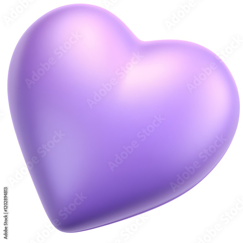 A 3D-rendered lavender heart, smooth and shiny, against a muted background.  Romantic and serene.