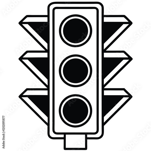 A sleek and modern traffic light design in vector format, featuring minimalistic shapes, bold colors, and futuristic elements to represent urban innovation and road safety.