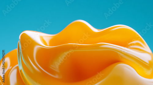 Abstract orange wave on blue background
