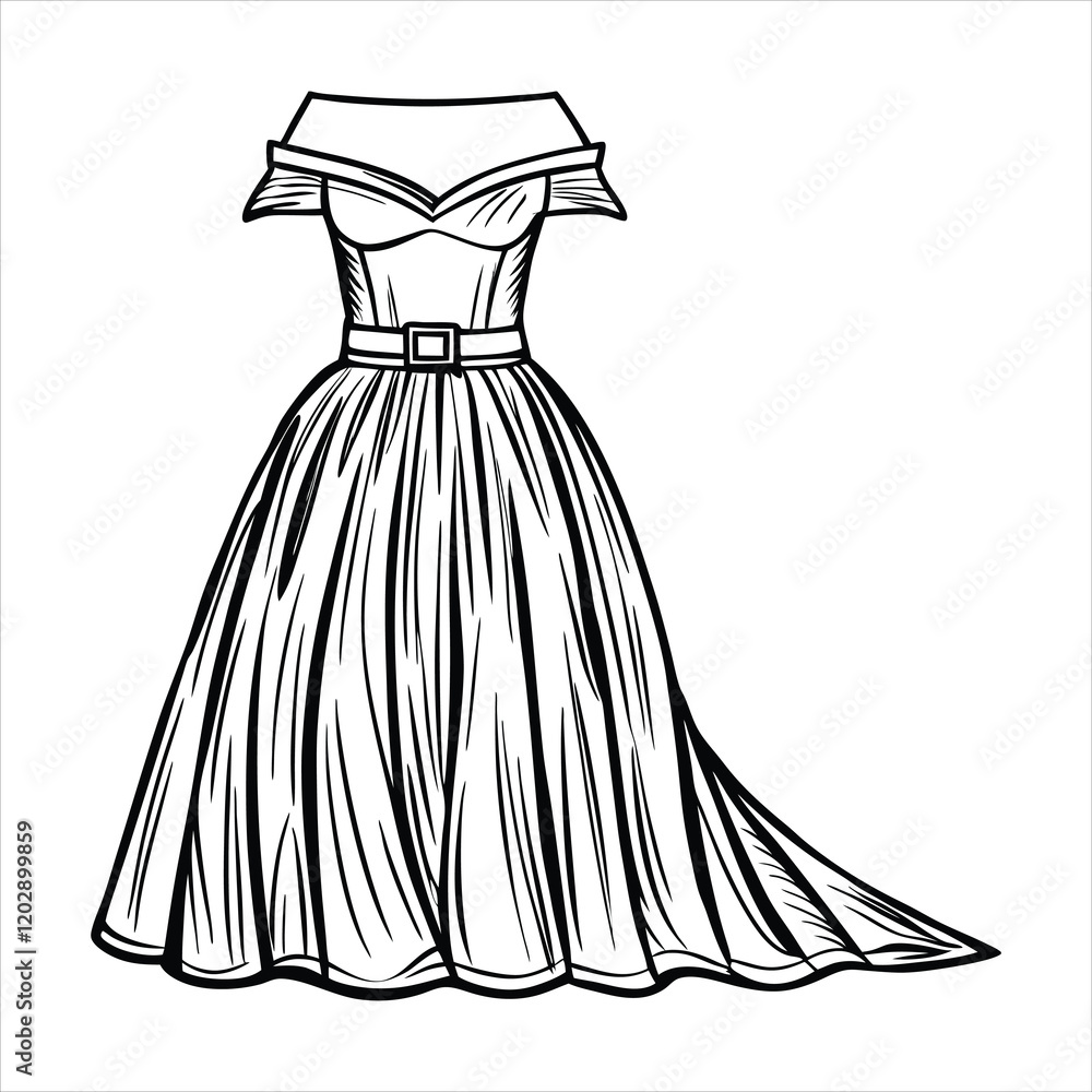 Fototapeta premium egant Off-Shoulder Wedding Gown with Sweetheart Neckline and Flowing A-Line Skirt