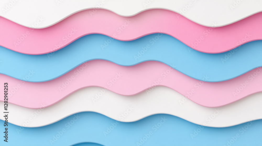 Abstract pastel waves in pink, blue, and white layers Abstract pastel waves in pink, blue, and white layers