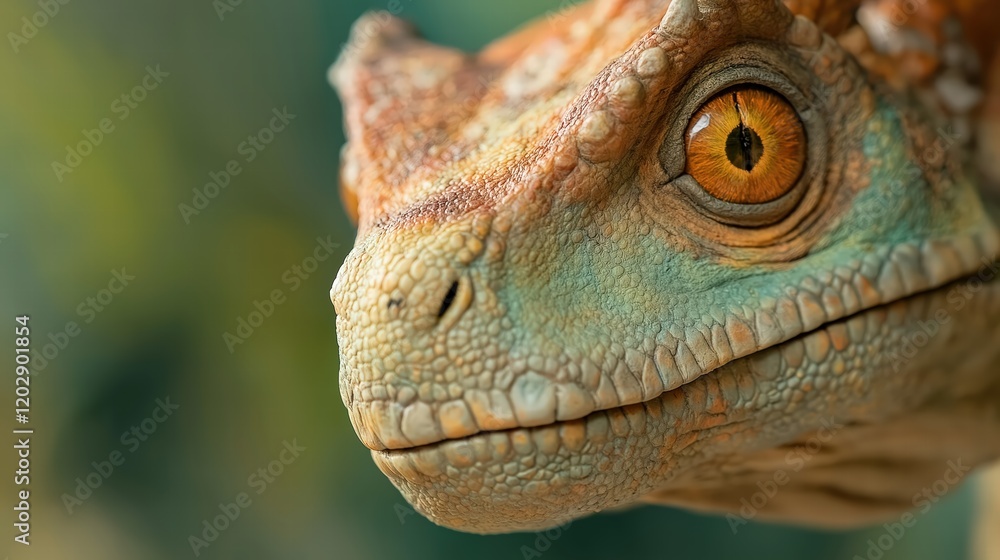 Fototapeta premium A close up of a lizard's face with a green and brown pattern