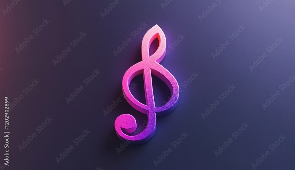 Obraz premium Vibrant Treble Clef: A 3D Render of Musical Symbol