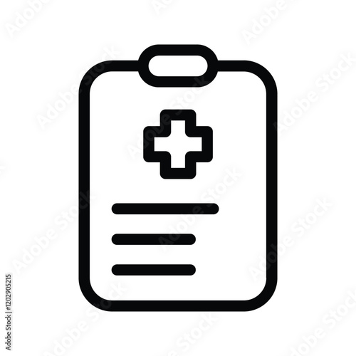 Black single medical report approved line icon, simple outline document flat design pictogram, infographic vector for app logo web button ui ux interface elements isolated on background