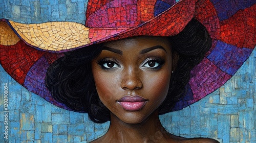 Portrait of a Black Woman in a Colorful Hat