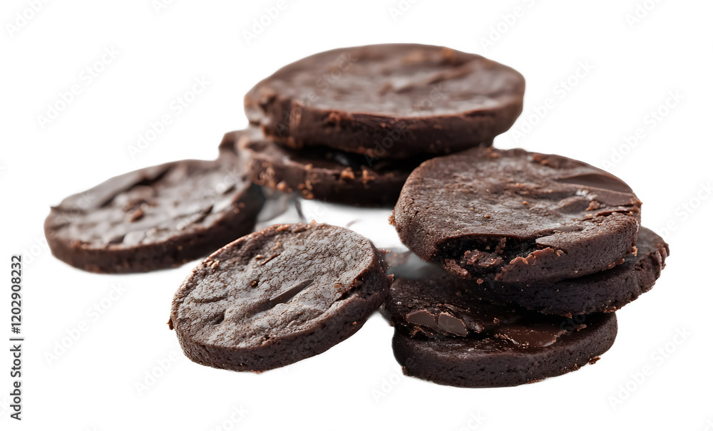 Dark chocolate cookies on a white background. isolated background. Dark chocolate cookies on a white background. isolated background.