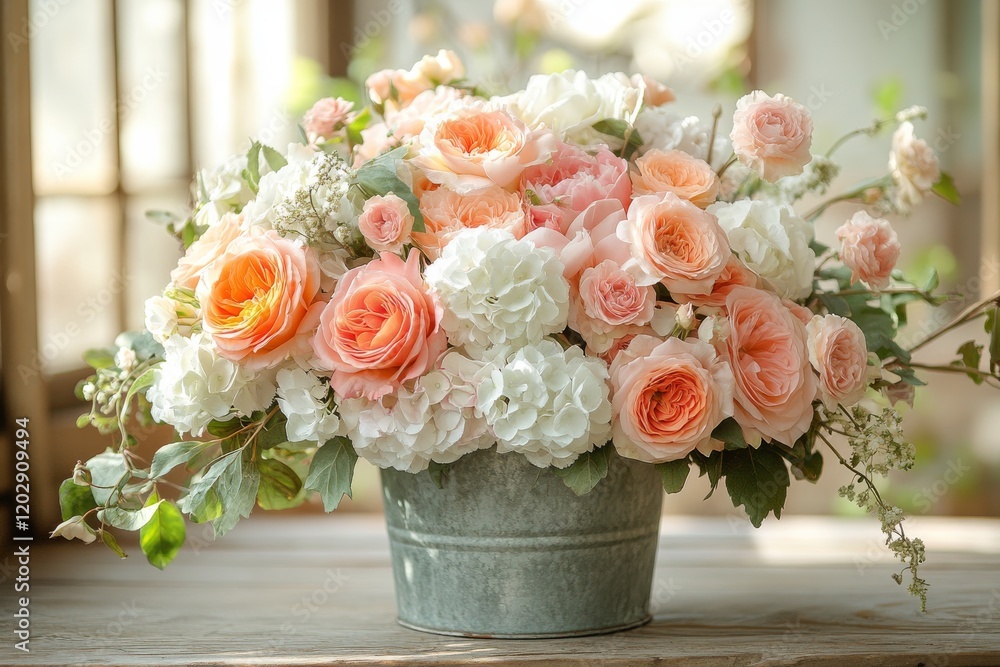 Obraz premium Timeless Elegance: Vintage-Inspired Garden Rose Bouquet Captures the Essence of Nostalgia and Beauty