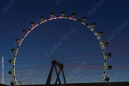 Photography Ferris Wheel in Las Vegas, Nevada shown at duk on January 4, 2025