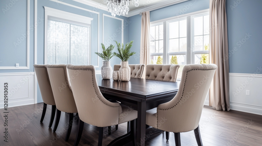 dining room with an elegant marble table and muted tones of gray and taupe, dining room with an elegant marble table and muted tones of gray and taupe,