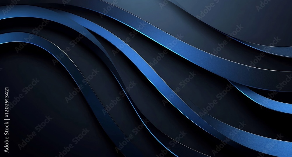 Fototapeta premium Abstract Blue and Black Waves: A Digital Art Piece