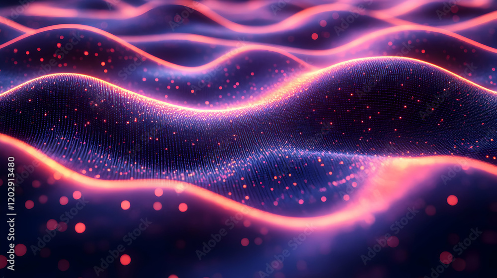 Abstract Particle Wave Background with Glowing Energy Flow Abstract Particle Wave Background with Glowing Energy Flow