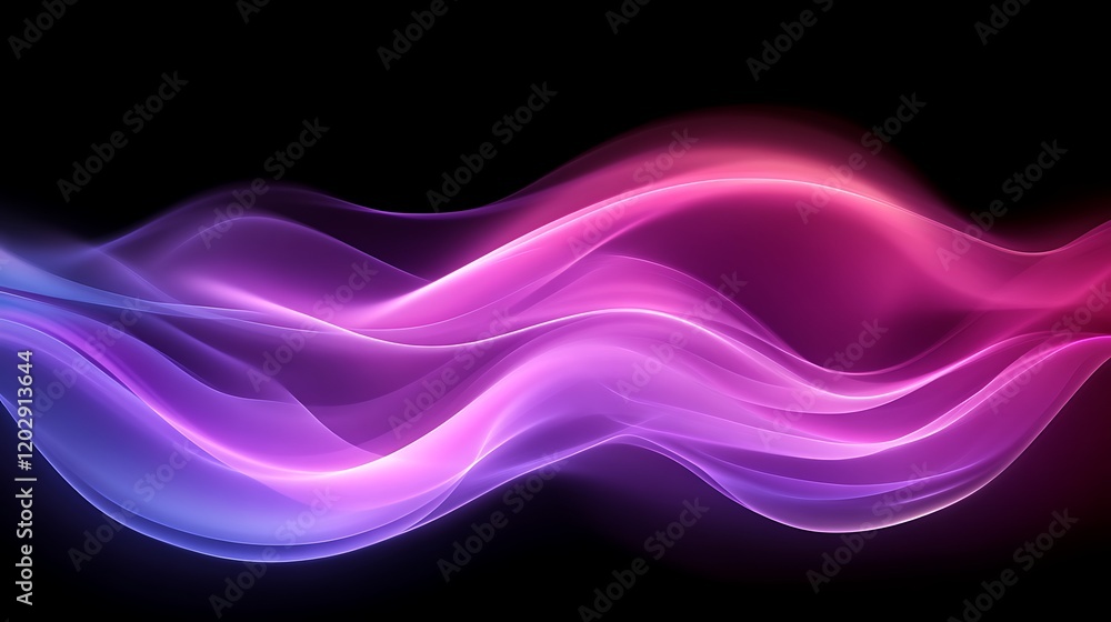 Fototapeta premium Abstract Purple Pink Waves Flowing Dark Background