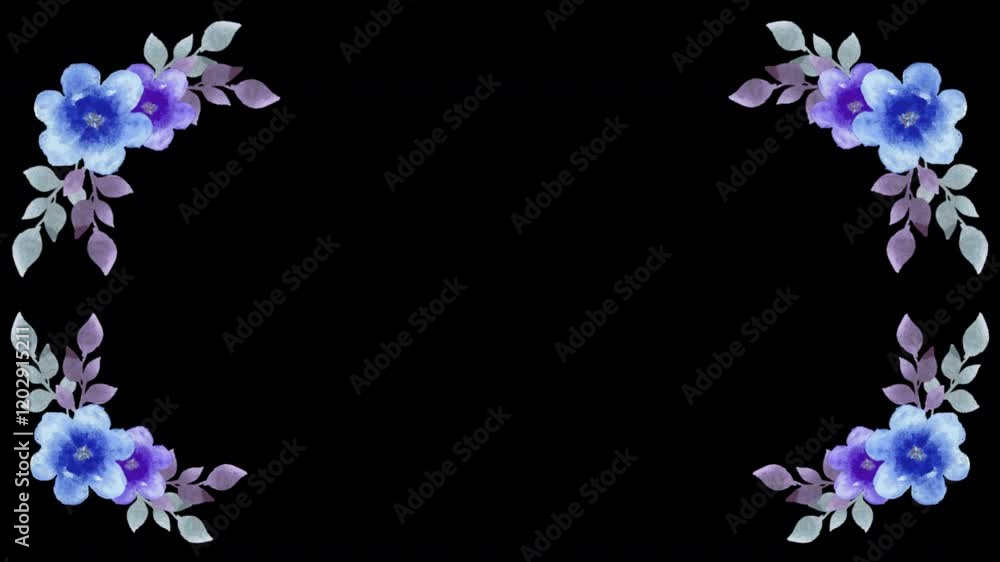 Wedding decoration flower titles copy space for text leaf wreath floral Frame animation With alpha channel. Wedding decoration flower titles copy space for text leaf wreath floral Frame animation With alpha channel.