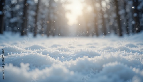 Wallpaper Mural Snowy Landscape with Sunlight in Winter Forest, blurred background Torontodigital.ca