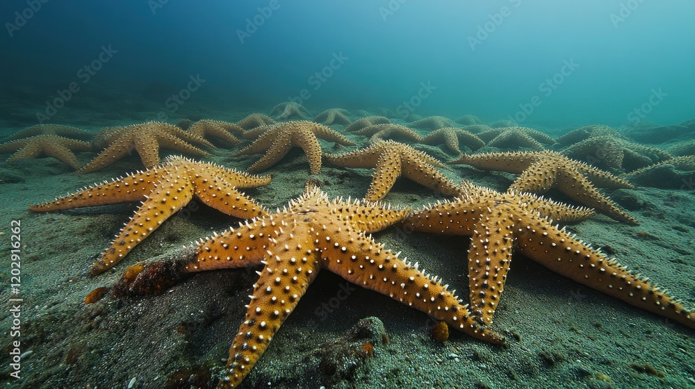 Ocean Floor Starfish Aggregation: A Stunning Underwater Panorama