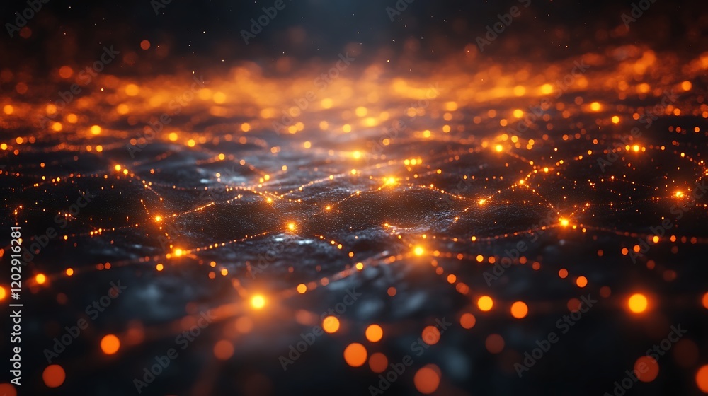 Obraz premium Abstract Glowing Orange Lights On Dark Surface