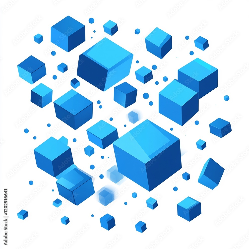 Obraz premium Abstract Blue Cubes: A 3D Digital Art