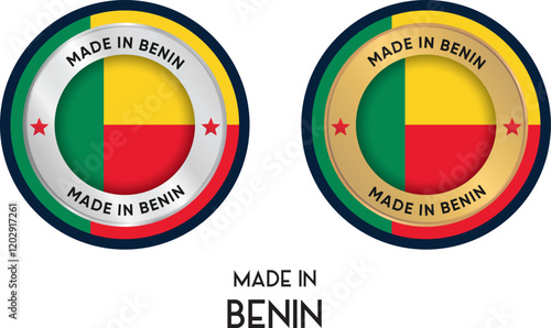 Made in Benin. Premium labels, stickers, pointer, badge and symbol of Benin flag icon. Collection vector illustration Free Download Made in Benin. Premium labels, stickers, pointer, badge and symbol of Benin flag icon. Collection vector illustration - GFXLoad