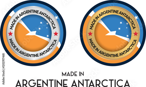Made in Argentine Antarctica. Premium labels, stickers, pointer, badge and symbol of Argentine Antarctica flag icon. Collection vector illustration