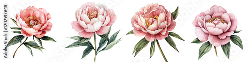 Beautiful Blooming Peony Flowers in Soft Pink Hues Showcasing Nature s Elegant photo