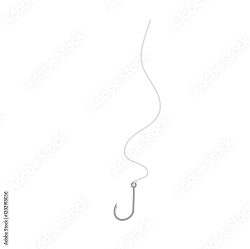 Fishhook icon. Fishing hook vector. Fish hook hanging on the line