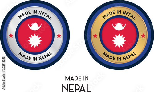Made in Nepal. Premium labels, stickers, pointer, badge and symbol of Nepal flag icon. Collection vector illustration