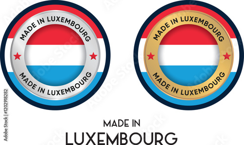 Free Download Made in Luxembourg. Premium labels, stickers, pointer, badge and symbol of Luxembourg flag icon. Collection vector illustration - GFXLoad