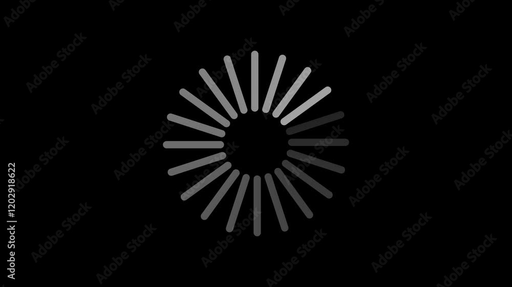 Animated circle loading bar. Animated circular loading mark with black background.
