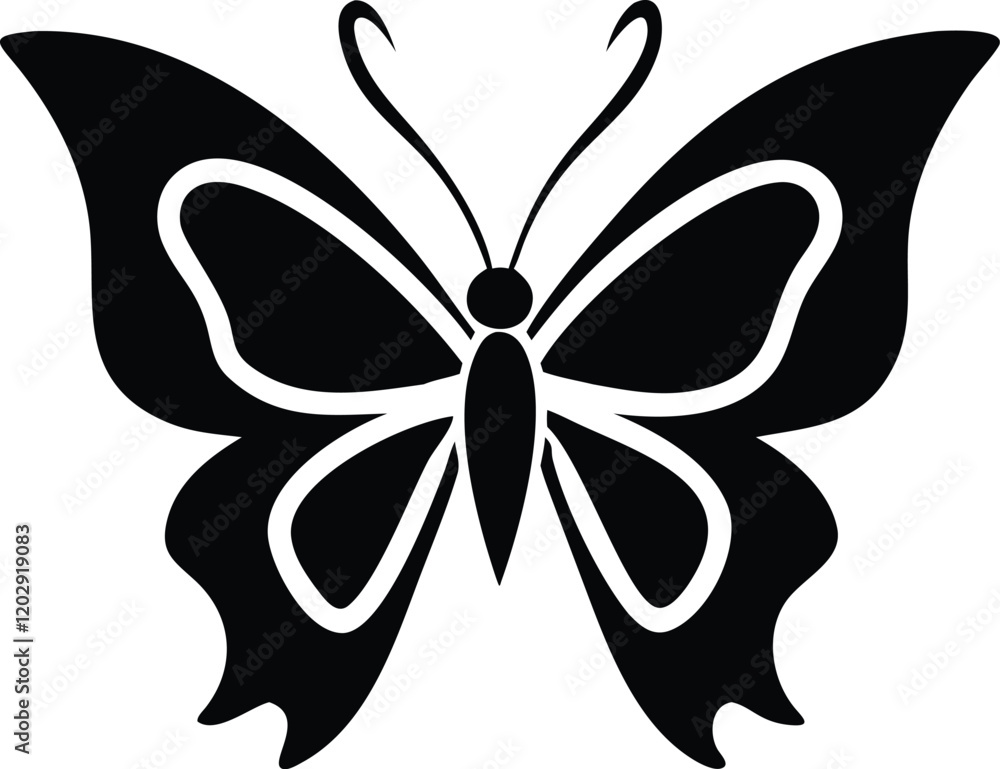 High-Quality Butterfly Silhouette Vector for Nature-Inspired Projects High-Quality Butterfly Silhouette Vector for Nature-Inspired Projects