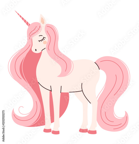 Magic unicorn. Flat vector illustration.