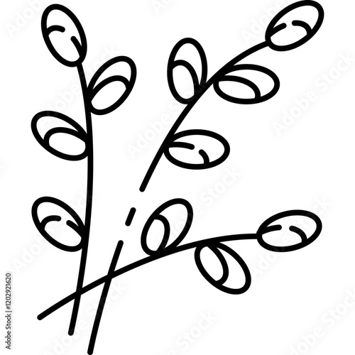 Tulips Outline style Easter or Pascal illustration 