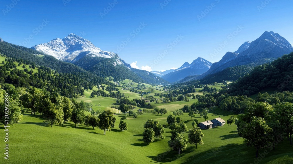 Fototapeta premium Serene mountain valley landscape