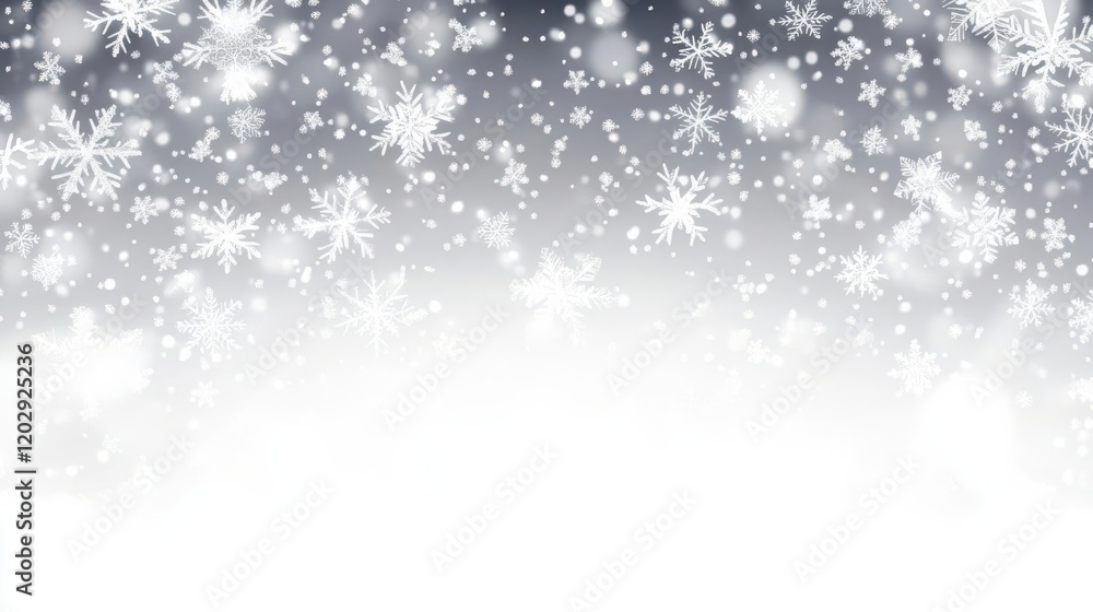 Winter background with the image of snowflakes falling on a background of a blurry snow drops Winter background with the image of snowflakes falling on a background of a blurry snow drops