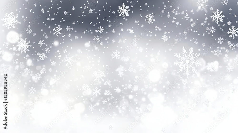 Winter background with the image of snowflakes falling on a background of a blurry snow drops Winter background with the image of snowflakes falling on a background of a blurry snow drops