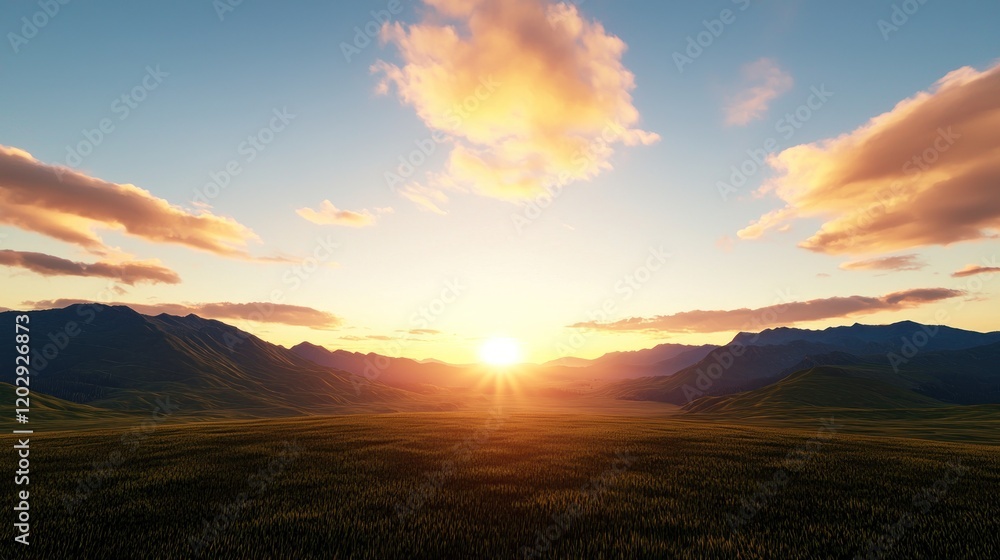 Sunset over Mountain Landscape Sunset over Mountain Landscape