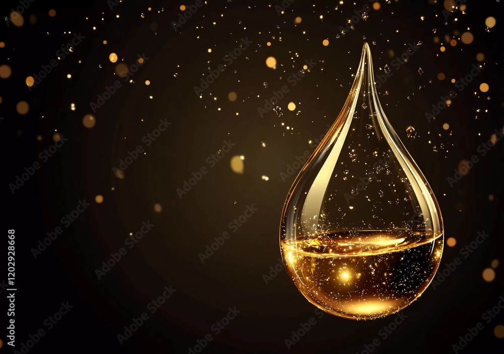 3D illustration of a serum drop with oil and hair, on a dark background. Vector illustration, detailed and realistic, with a glowing light effect. 3D illustration of a serum drop with oil and hair, on a dark background. Vector illustration, detailed and realistic, with a glowing light effect.