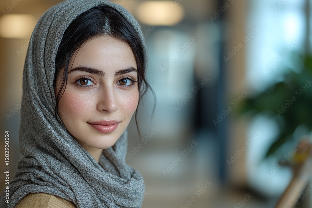 A woman in a cozy setting, wearing a scarf, exuding warmth and serenity. A woman in a cozy setting, wearing a scarf, exuding warmth and serenity.